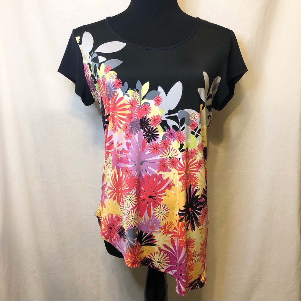 Nygard Asymmetrical Floral Blouse - Back Slit